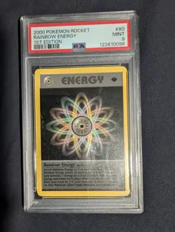 Pokemon Rocket 1st Edition RAINBOW ENERGY NON HOLO 80/82 PSA 9, WOTC Pokemon Tcg - Image 1