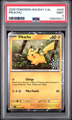 2025 POKEMON HOLIDAY CALENDAR #025 PIKACHU PSA 9 - Image 1