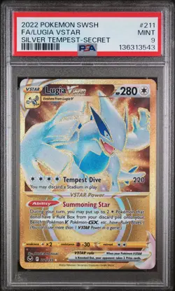 2022 POKEMON SWORD & SHIELD SILVER TEMPEST SECRET FULL ART/LUGIA VSTAR PSA 9 - Image 1