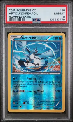 2015 POKEMON XY ROARING SKIES #16 ARTICUNO-REVERSE FOIL PSA 8 - Image 1