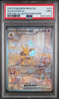 2023 POKEMON MEW EN-151 SPECIAL ILLUSTRATION RARE #201 ALAKAZAM EX PSA 9 - Image 1