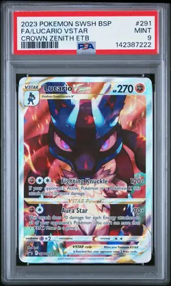 2023 POKEMON SWSH BLACK STAR PROMO #291 FULL ART/LUCARIO VSTAR PSA 9 - Image 1