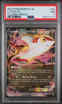 2013 POKEMON B&W PLASMA FREEZE #85 LATIAS EX PSA 7 - Image 1