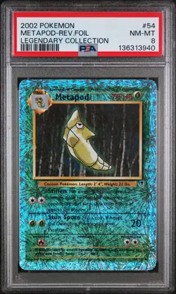 2002 POKEMON LEGENDARY COLLECTION #54 METAPOD-REVERSE FOIL PSA 8 - Image 1