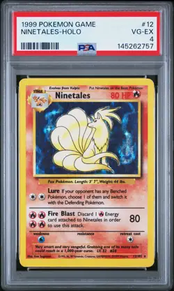 1999 POKEMON BASE SET UNLIMITED #12 NINETALES-HOLO PSA 4 - Image 1