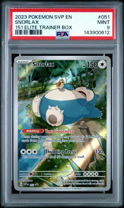 2023 POKEMON SVP EN-SV BLACK STAR PROMO 151 ELITE TRAINER BOX #051 SNORLAX PSA 9 - Image 1