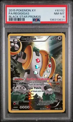 2015 POKEMON XY BLACK STAR PROMOS #XY82 FULL ART/REGIGIGAS PSA 8 - Image 1