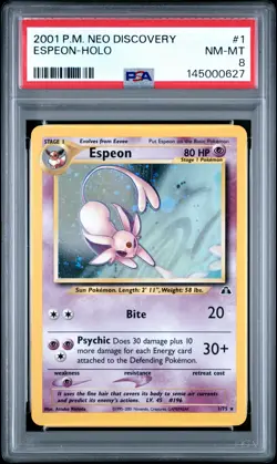2001 POKEMON NEO DISCOVERY #1 ESPEON-HOLO PSA 8 - Image 1