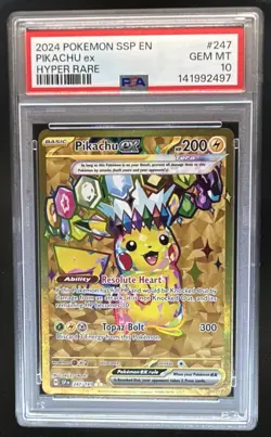 2024 Pokemon Surging Sparks Pikachu Ex #247/191 PSA 10 - Image 1