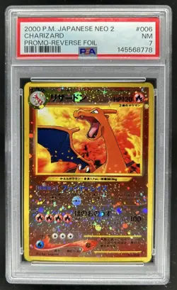 2000 Pokemon Japanese Neo 2 Charizard Promo Reverse Foil #006 PSA 7 NM - Image 1