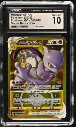 Pokemon Mewtwo VSTAR 2022 Pokemon GO 086/078 Secret Rare Holo CGC 10 - Image 1