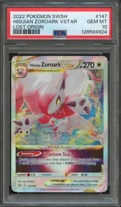 PM - 2022 - POKEMON SWSH - LOST ORIGIN - #147 - HISUIAN ZOROARK VSTAR - PSA 10 - Image 1