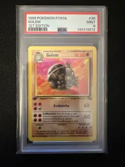 PSA 9 1st Edition Golem Pokemon Fossil #36 Uncommon Mint Fresh Slab Mint - Image 1