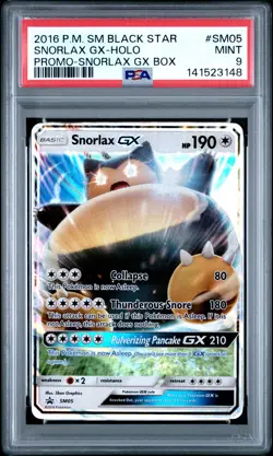 2016 POKEMON SM BLACK STAR PROMO SNORLAX GX BOX #SM05 SNORLAX GX-HOLO PSA 9 - Image 1