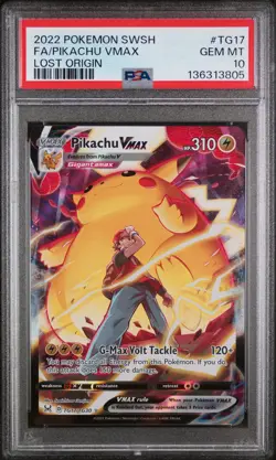 2022 POKEMON SWORD & SHIELD LOST ORIGIN #TG17 FULL ART/PIKACHU VMAX PSA 10 - Image 1