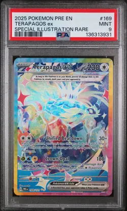 2025 POKEMON PRISMATIC EVOLUTIONS SPECIAL ILLUSTRATION RARE TERAPAGOS EX PSA 9 - Image 1