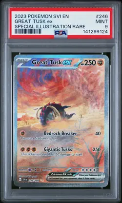 2023 POKEMON SCARLET & VIOLET SPECIAL ILLUSTRATION RARE #246 GREAT TUSK EX PSA 9 - Image 1