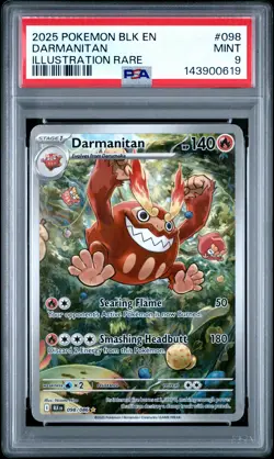 2025 POKEMON BLK EN-BLACK BOLT ILLUSTRATION RARE #098 DARMANITAN PSA 9 - Image 1