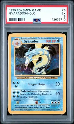 1999 POKEMON BASE SET UNLIMITED #6 GYARADOS-HOLO PSA 5 - Image 1