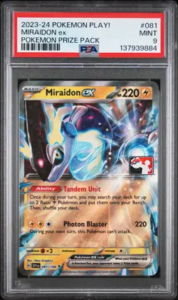 2023-2024 POKEMON PLAY! POKEMON PRIZE PACK #081 MIRAIDON EX PSA 9 - Image 1