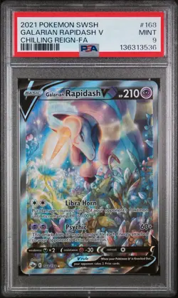 2021 POKEMON SWORD & SHIELD CHILLING REIGN FULL ART/GALARIAN RAPIDASH V PSA 9 - Image 1