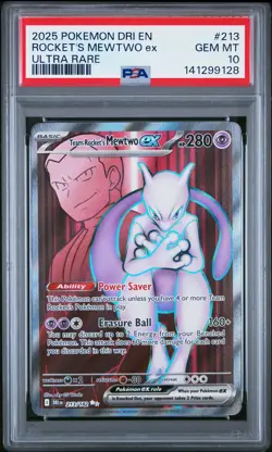 2025 POKEMON DRI EN-DESTINED RIVALS ULTRA RARE TEAM ROCKET'S MEWTWO EX PSA 10 - Image 1