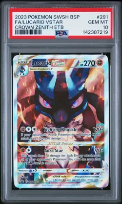 2023 POKEMON SWSH CROWN ZENITH ELITE TRAINER BOX FULL ART/LUCARIO VSTAR PSA 10 - Image 1