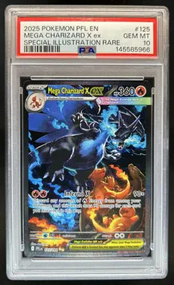 2025 Pokemon PFL Mega Charizard X ex Special Illustration Rare #125/094 PSA 10 - Image 1