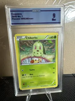 Chikorita 1/122 Breakpoint Regular Pokemon TCG Graded CCG 9 - Image 1