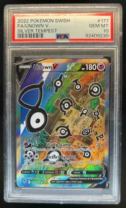 2022 Pokemon SWSH Silver Tempest Unown V Full Art #177/195 PSA 10 - Image 1