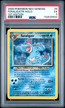 2000 POKEMON NEO GENESIS 1ST EDITION #5 FERALIGATR-HOLO PSA 5 - Image 1