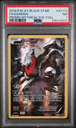 2016 POKEMON XY PROMO MYTHICAL POKEMON COLLECTION FULL ART/DARKRAI PSA 7 - Image 1