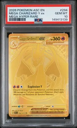 2026 POKEMON ASC EN-ASCENDED HEROES MEGA HYPER RARE MEGA CHARIZARD Y EX PSA 10 - Image 1
