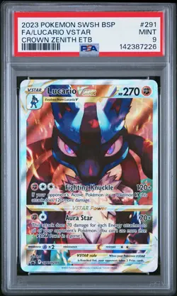 2023 POKEMON SWSH BLACK STAR PROMO #291 FULL ART/LUCARIO VSTAR PSA 9 - Image 1