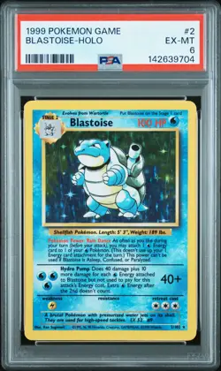 1999 POKEMON BASE SET UNLIMITED #2 BLASTOISE-HOLO PSA 6 - Image 1