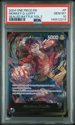 2024 ONE PIECE PROMOS SEALED BATTLE VOL.2 #P MONKEY D. LUFFY PSA 10 - Image 1