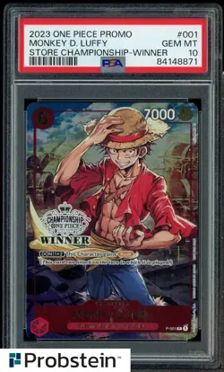 2023 One Piece Promo Store Championship Winner #001 Monkey D. Luffy PSA 10 - Image 1