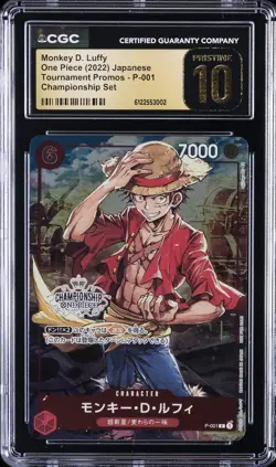 2022 ONE PIECE JPN TOURNAMENT PROMO CHAMP SET MONKEY D. LUFFY CGC 10 PRISTINE - Image 1