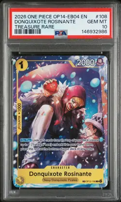 2026 ONE PIECE THE AZURE SEA'S SEVEN TREASURE RARE DONQUIXOTE ROSINANTE PSA 10 - Image 1