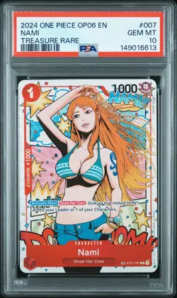 2024 ONE PIECE OP06-WINGS OF THE CAPTAIN TREASURE RARE #007 NAMI PSA 10 - Image 1