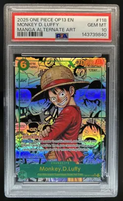 2025 One Piece Carrying On Will Monkey D Luffy Manga Alt Art #OP13-118 PSA 10 - Image 1
