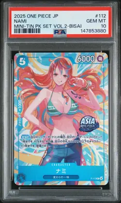 2025 ONE PIECE JAPANESE MINI-TIN PACK SET VOL.2 BISAI #112 NAMI PSA 10 - Image 1