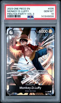 2023 ONE PIECE PROMOS PIRATES PARTY VOL.3 #035 MONKEY D. LUFFY PSA 10 - Image 1