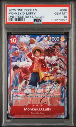 2025 ONE PIECE PROMOS ONE PIECE DAY DALLAS #006 MONKEY D. LUFFY PSA 10 - Image 1