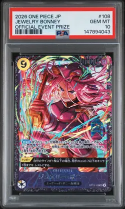 2026 ONE PIECE JAPANESE PROMOS OFFICIAL EVENT PRIZE #108 JEWELRY BONNEY PSA 10 - Image 1