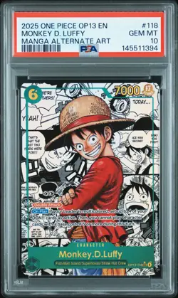 2025 ONE PIECE CARRYING ON HIS WILL MANGA ALT ART #118 MONKEY D. LUFFY PSA 10 - Image 1
