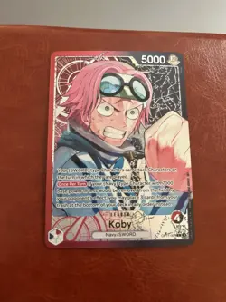 One Piece A Fist of Divine Speed Koby OP11-001 Alternate Alt Art Leader Foil NM - Image 1