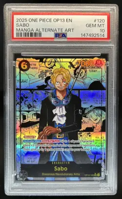 2025 One Piece Carrying On His Will Sabo Manga Alt Art #OP13-120 PSA 10 - Image 1