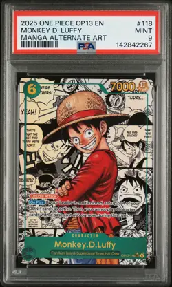 2025 ONE PIECE CARRYING ON HIS WILL MANGA ALT ART #118 MONKEY D. LUFFY PSA 9 - Image 1