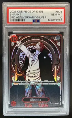 2025 One Piece 3rd Anniversary Shanks Silver #OP09-004 PSA 10 - Image 1